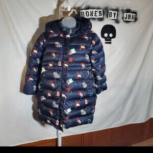 Alphabet Création Navy Blue Long Girls Puffy Jacket